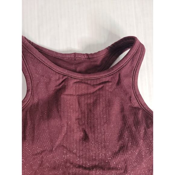 Lululemon Sz 10 Ebb To Street Tank Top Crop Racerback Sparkle Garnet Womens - Picture 3 of 8